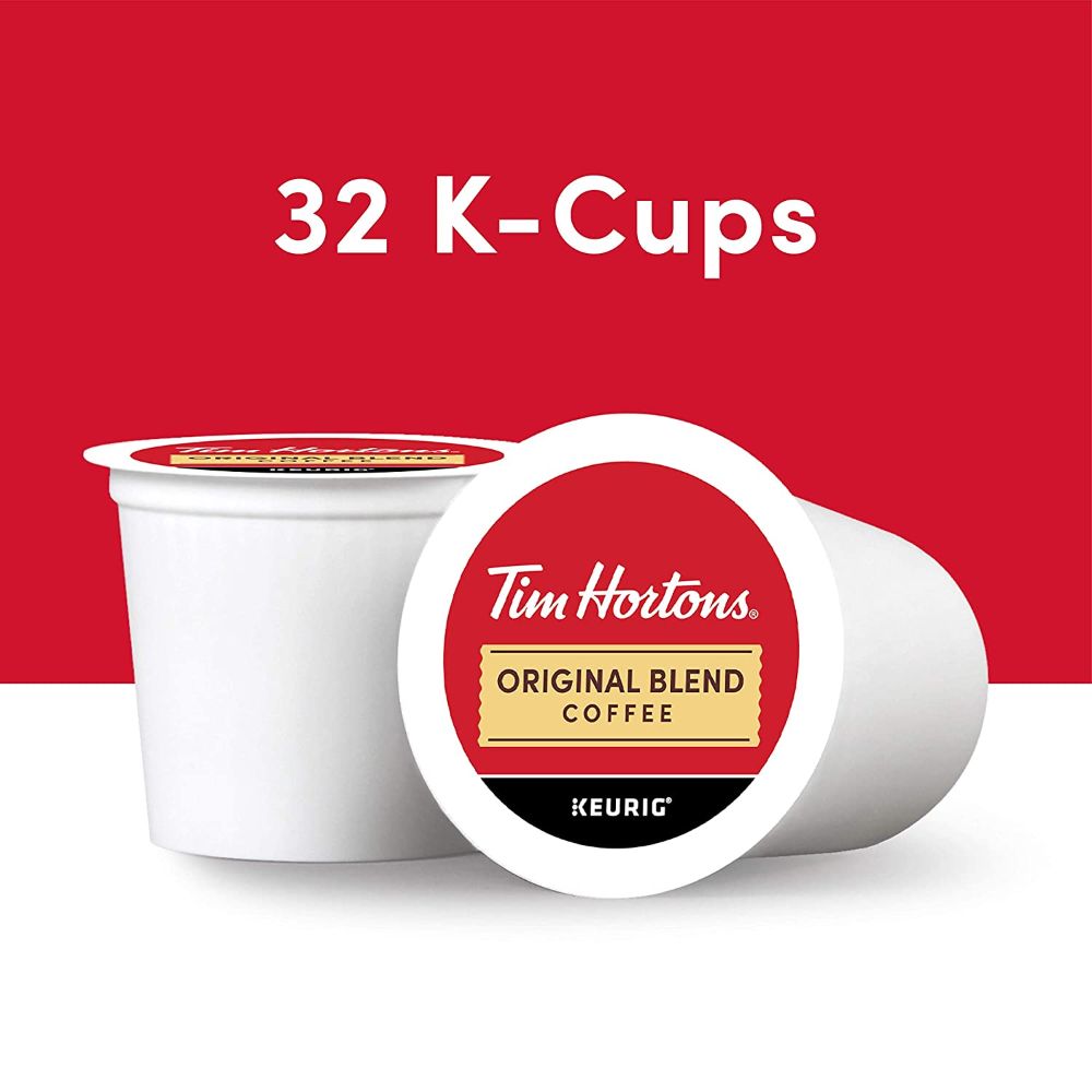 Tim Hortons Original Blend, Medium Roast Coffee, Single-Serve K-Cup Pods Compatible with Keurig Brewers, 32ct K-Cups,Red (1)