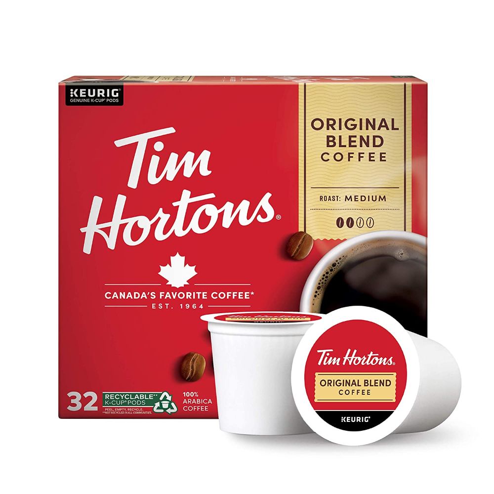 Tim Hortons Original Blend, Medium Roast Coffee, Single-Serve K-Cup Pods Compatible with Keurig Brewers, 32ct K-Cups,Red (6)